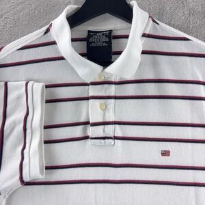Polo Jeans Co Ralph Lauren Polo Shirt Mens‎ Size Large White Red Striped Casual